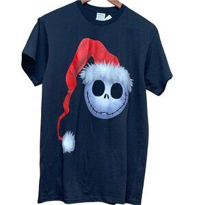 Nightmare Before Christmas Men's Shirt Santa Hat Skeleton T-Shirt Size Medium